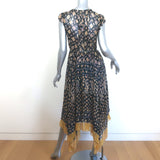 Ulla Johnson Aurelie Midi Dress Black/Gold Metallic Printed Chiffon Size 4
