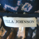 Ulla Johnson Aurelie Midi Dress Black/Gold Metallic Printed Chiffon Size 4