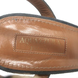 Aquazzura Luna Platform Ankle Strap Sandals Black Shimmer Suede Size 37.5