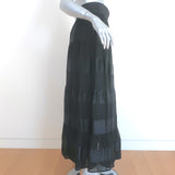 Zimmermann Sabotage Button-Front Maxi Skirt Black Striped Silk Size 1