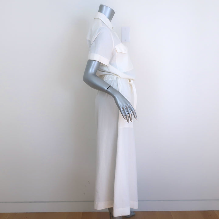 Rag &amp; Bone Luna Shirtdress Cream Linen-Blend Size Small Short Sleeve Midi Dress