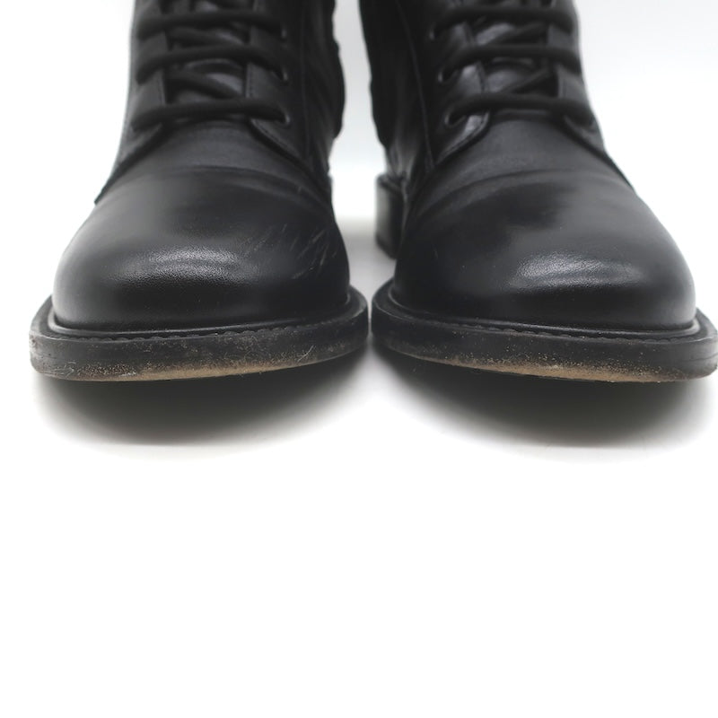 Valentino Rockstud-Strap Lace-Up Combat Boots Black Leather Size 39.5