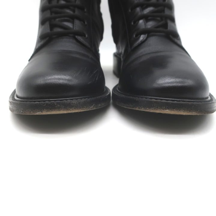 Valentino Rockstud-Strap Lace-Up Combat Boots Black Leather Size 39.5