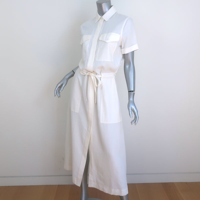 Rag &amp; Bone Luna Shirtdress Cream Linen-Blend Size Small Short Sleeve Midi Dress