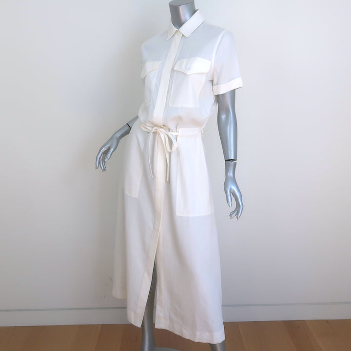 Rag &amp; Bone Luna Shirtdress Cream Linen-Blend Size Small Short Sleeve Midi Dress