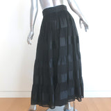 Zimmermann Sabotage Button-Front Maxi Skirt Black Striped Silk Size 1