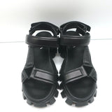 Prada Thunder Sport Sandals Black Leather Size 39