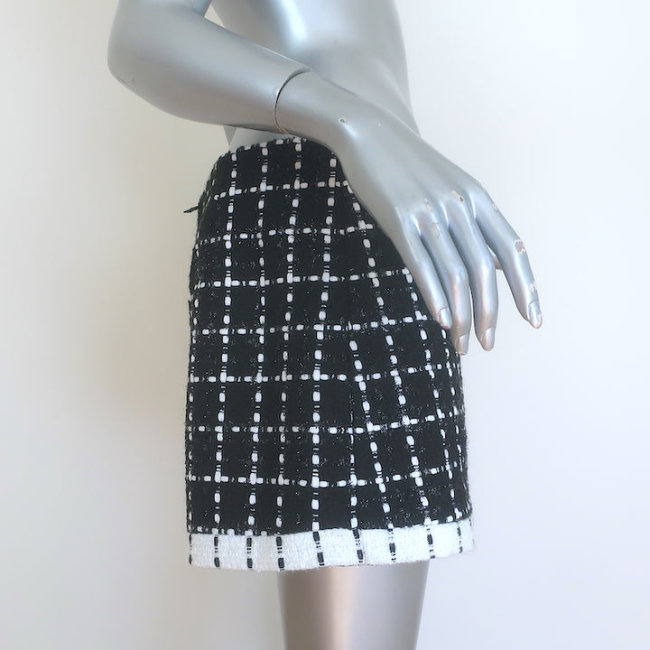 Alice + Olivia Darma Checked Tweed Crossover Skort Black/White Size 10 NEW