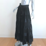 Zimmermann Sabotage Button-Front Maxi Skirt Black Striped Silk Size 1