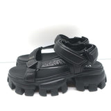 Prada Thunder Sport Sandals Black Leather Size 39