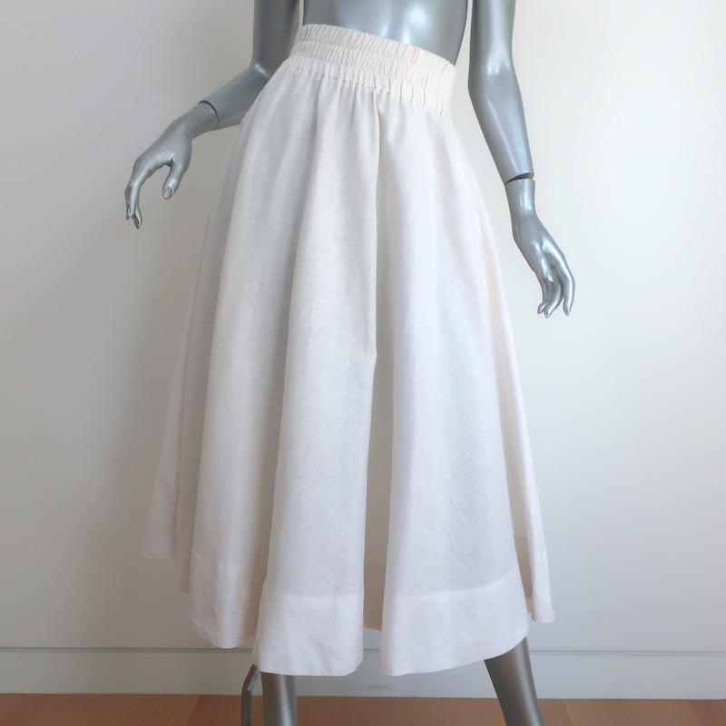 Suzie Kondi Linen Cropped Top &amp; Midi Skirt Set Cream Size Extra Small/Small