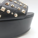 Gucci Leila Studded Platform Ankle Strap Sandals Black Leather Size 37.5