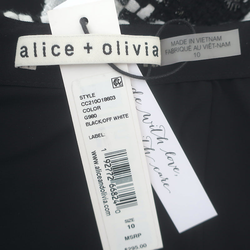 Alice + Olivia Darma Checked Tweed Crossover Skort Black/White Size 10 NEW