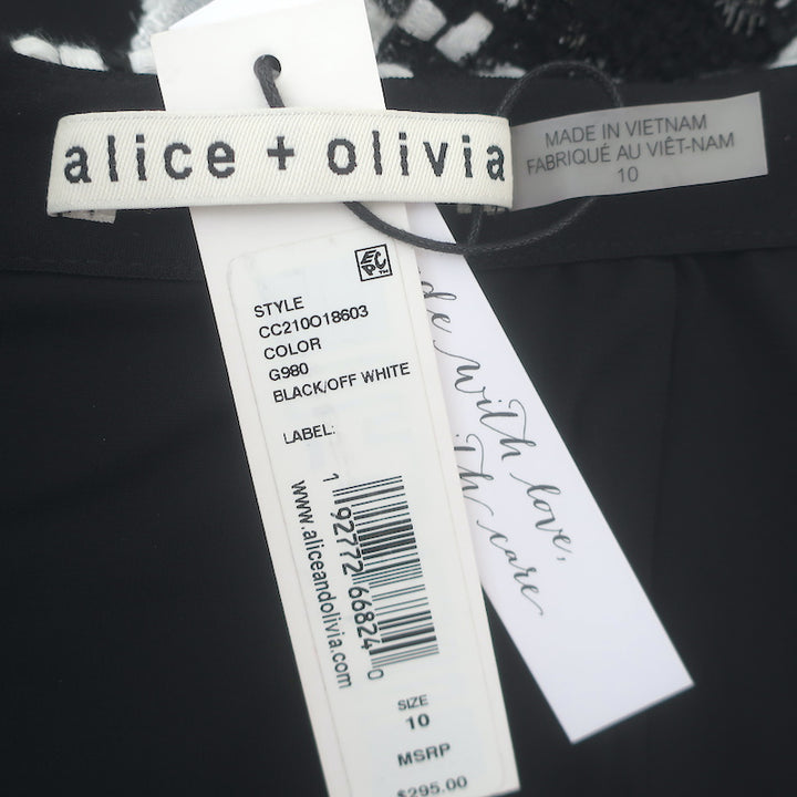 Alice + Olivia Darma Checked Tweed Crossover Skort Black/White Size 10 NEW