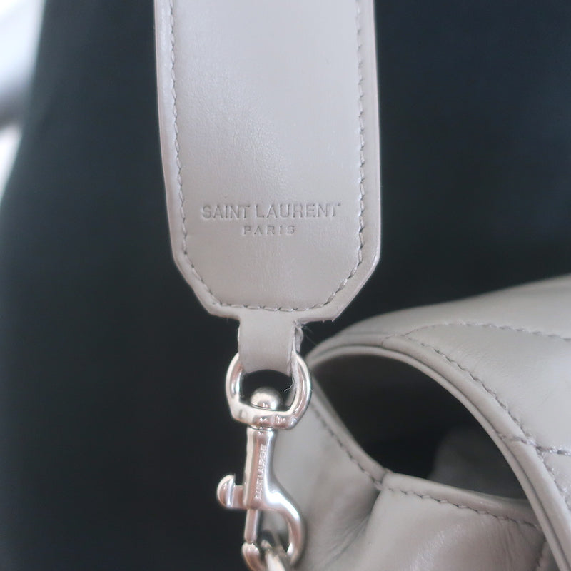 Saint Laurent Loulou Large Crossbody Gray Quilted Leather Chain Strap Bag