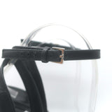 Gucci Leila Studded Platform Ankle Strap Sandals Black Leather Size 37.5