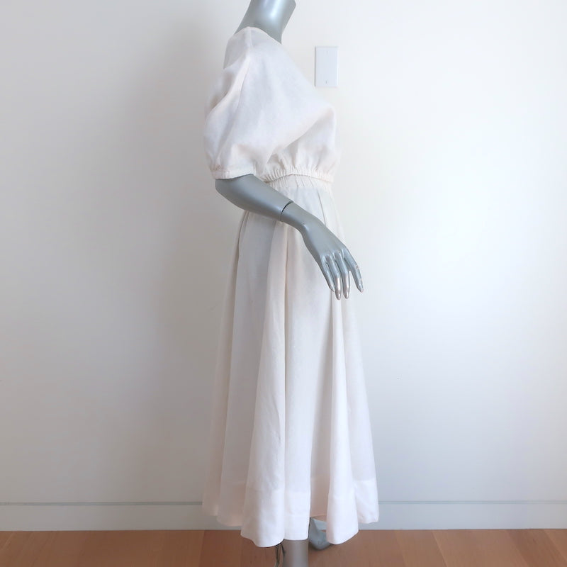 Suzie Kondi Linen Cropped Top &amp; Midi Skirt Set Cream Size Extra Small/Small