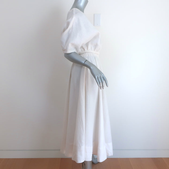 Suzie Kondi Linen Cropped Top &amp; Midi Skirt Set Cream Size Extra Small/Small