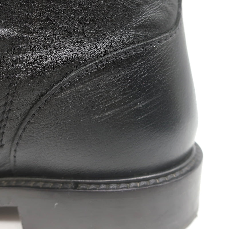 Valentino Rockstud-Strap Lace-Up Combat Boots Black Leather Size 39.5