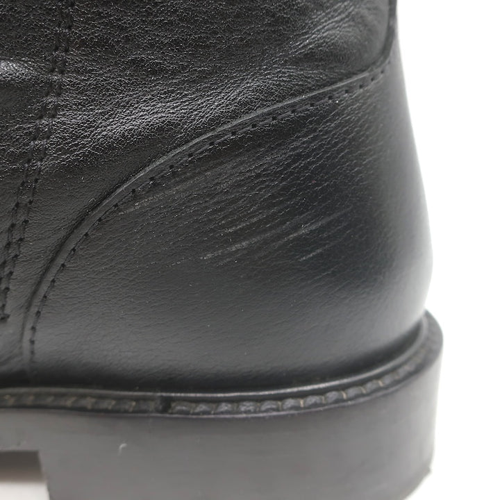 Valentino Rockstud-Strap Lace-Up Combat Boots Black Leather Size 39.5
