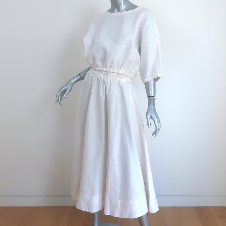 Suzie Kondi Linen Cropped Top &amp; Midi Skirt Set Cream Size Extra Small/Small