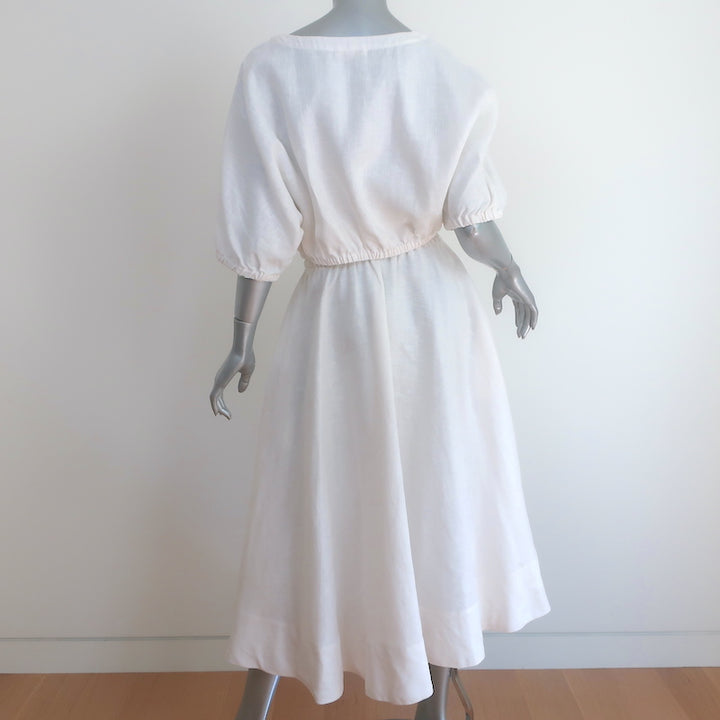 Suzie Kondi Linen Cropped Top &amp; Midi Skirt Set Cream Size Extra Small/Small