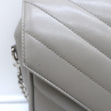Saint Laurent Loulou Large Crossbody Gray Quilted Leather Chain Strap Bag