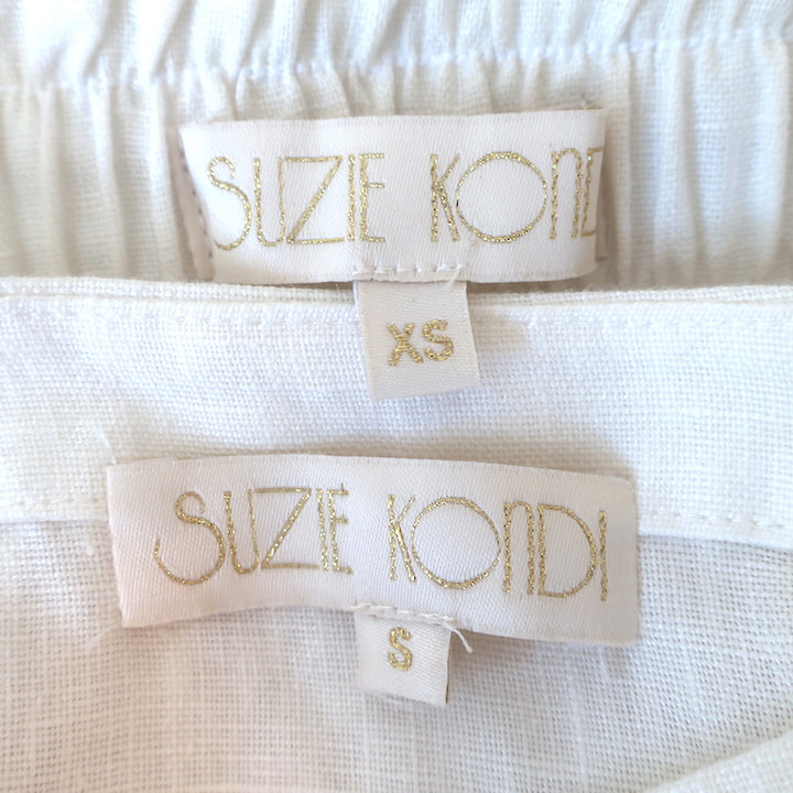 Suzie Kondi Linen Cropped Top &amp; Midi Skirt Set Cream Size Extra Small/Small
