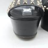 Gucci Leila Studded Platform Ankle Strap Sandals Black Leather Size 37.5