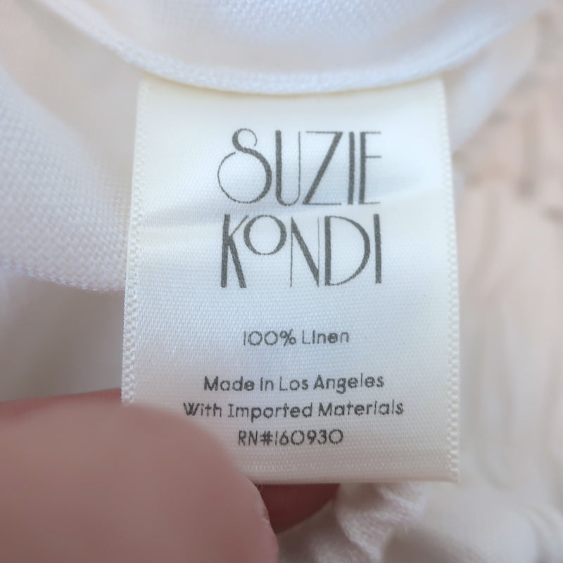 Suzie Kondi Linen Cropped Top &amp; Midi Skirt Set Cream Size Extra Small/Small