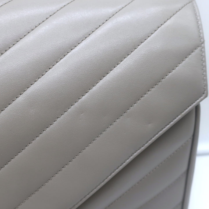 Saint Laurent Loulou Large Crossbody Gray Quilted Leather Chain Strap Bag