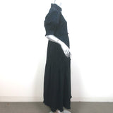 Lee Mathews Puff Sleeve Maxi Dress Lily Navy Polka Dot Corduroy Size 1