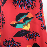 La DoubleJ Long Fancy Dress Red Parrot Print Silk Twill Size Extra Small