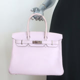 Hermes Birkin 30 Bag Rose Dragee Swift Leather Palladium Hardware