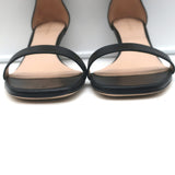 Stuart Weitzman Square Nudist Sandals Black Leather Size 9 Ankle Strap Heels NEW
