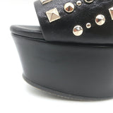 Gucci Leila Studded Platform Ankle Strap Sandals Black Leather Size 37.5