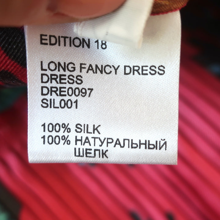 La DoubleJ Long Fancy Dress Red Parrot Print Silk Twill Size Extra Small