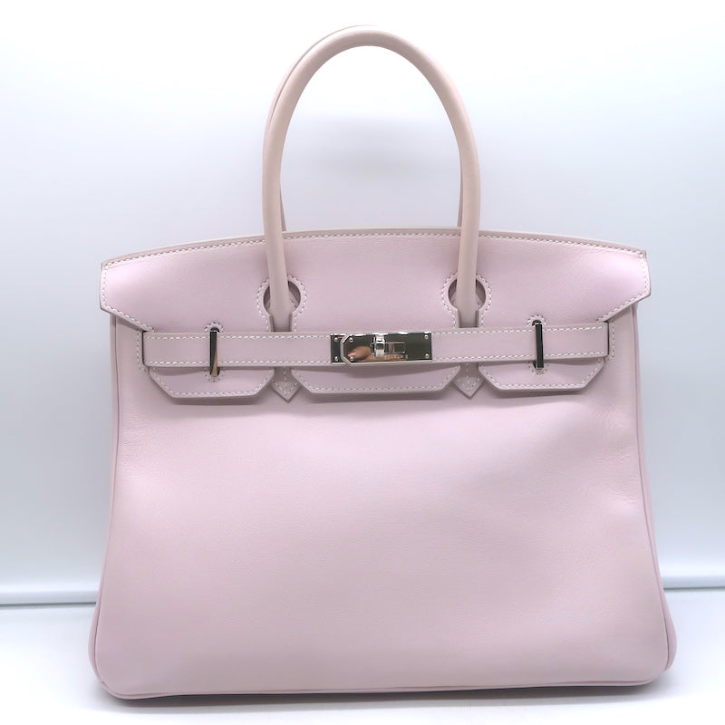 Hermes Birkin 30 Bag Rose Dragee Swift Leather Palladium Hardware