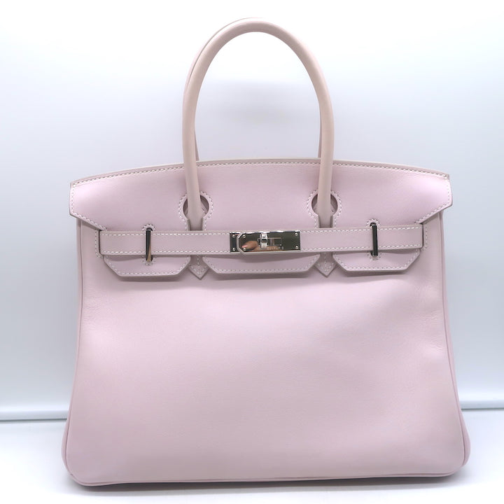 Hermes Birkin 30 Bag Rose Dragee Swift Leather Palladium Hardware