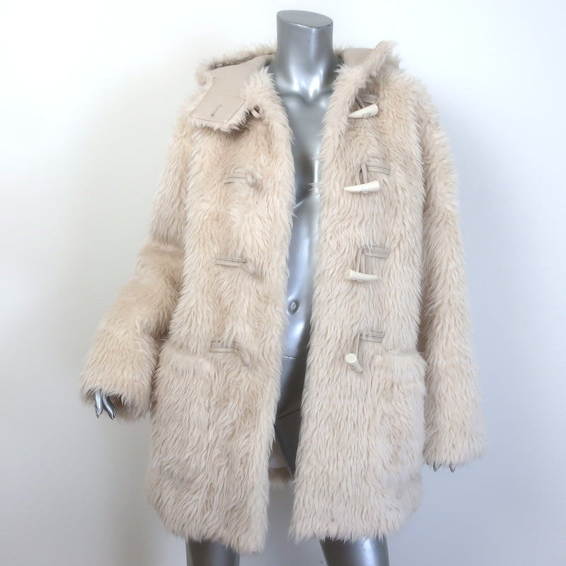 A.L.C. Winston Faux Fur Hooded Coat Cream Size Extra Small