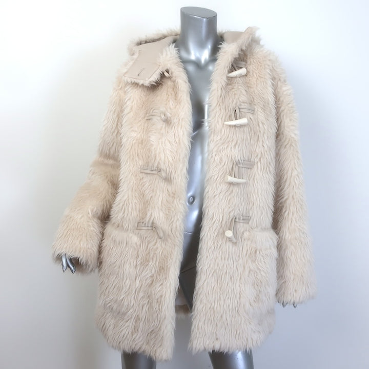 A.L.C. Winston Faux Fur Hooded Coat Cream Size Extra Small