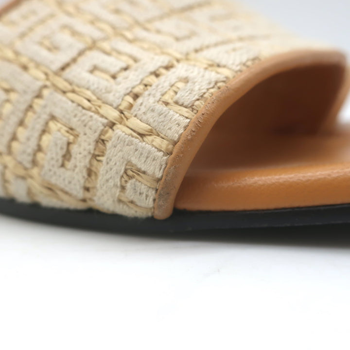 Givenchy 4G Raffia Flat Slide Sandals Beige Size 39