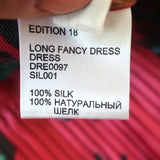 La DoubleJ Long Fancy Dress Red Parrot Print Silk Twill Size Extra Small