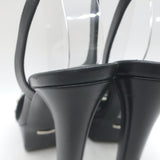 Gucci Leila Studded Platform Ankle Strap Sandals Black Leather Size 37.5