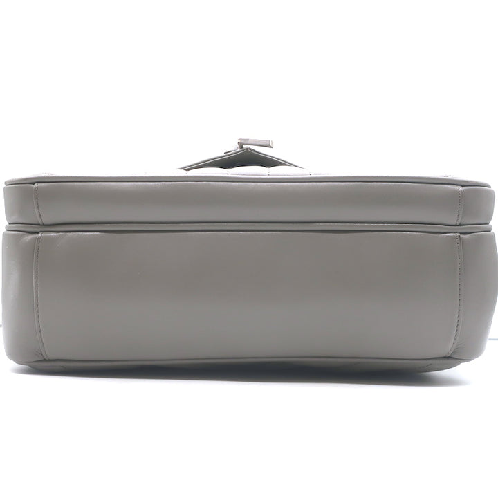 Saint Laurent Loulou Large Crossbody Gray Quilted Leather Chain Strap Bag