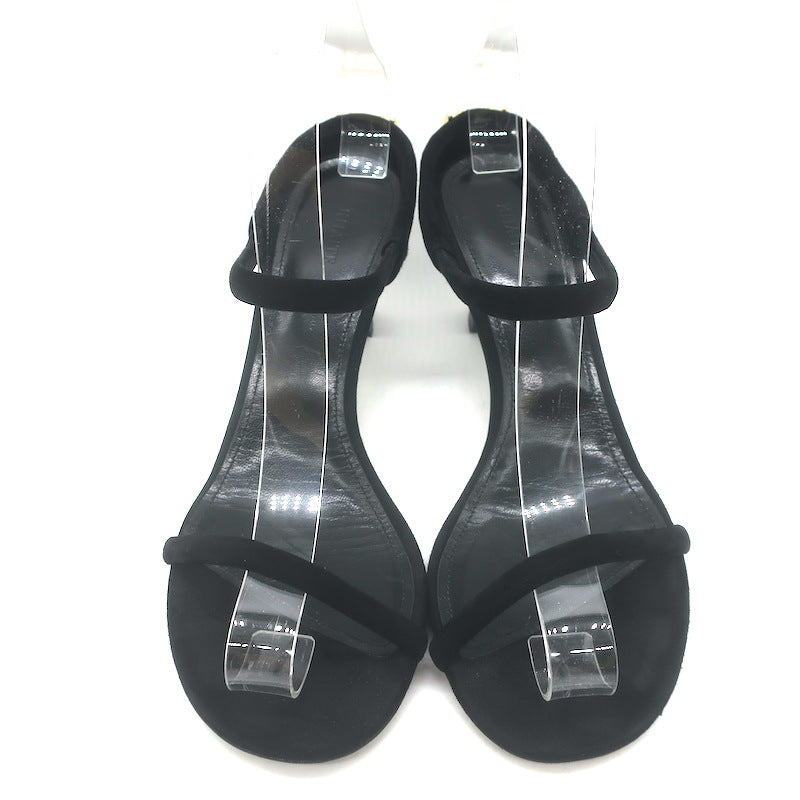 KHAITE Seigel Two-Strap Sandals Black Suede Size 37