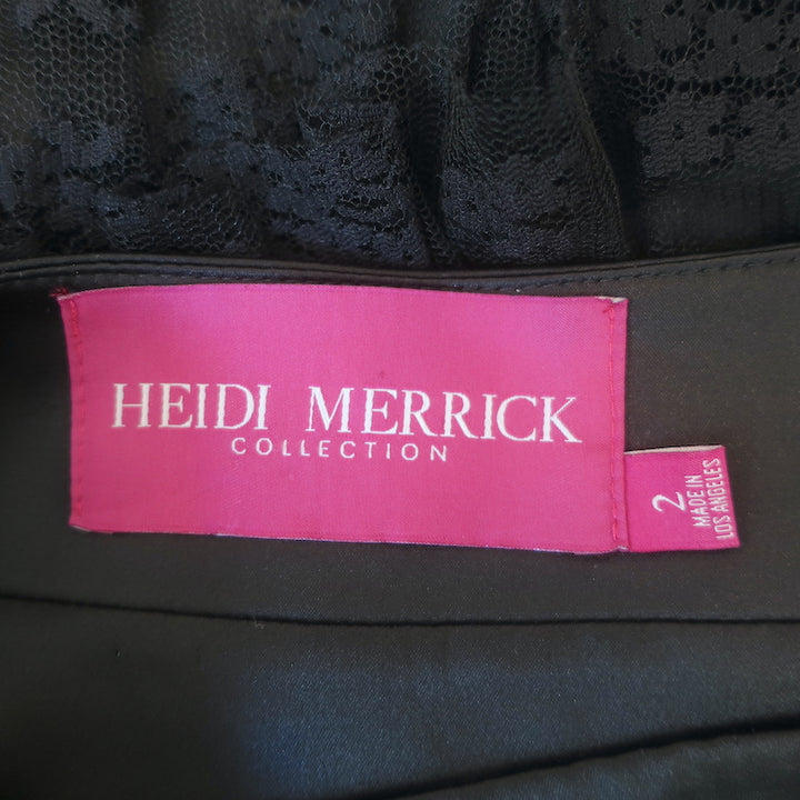 Heidi Merrick Tiered Lace Maxi Skirt Black Satin Size 2