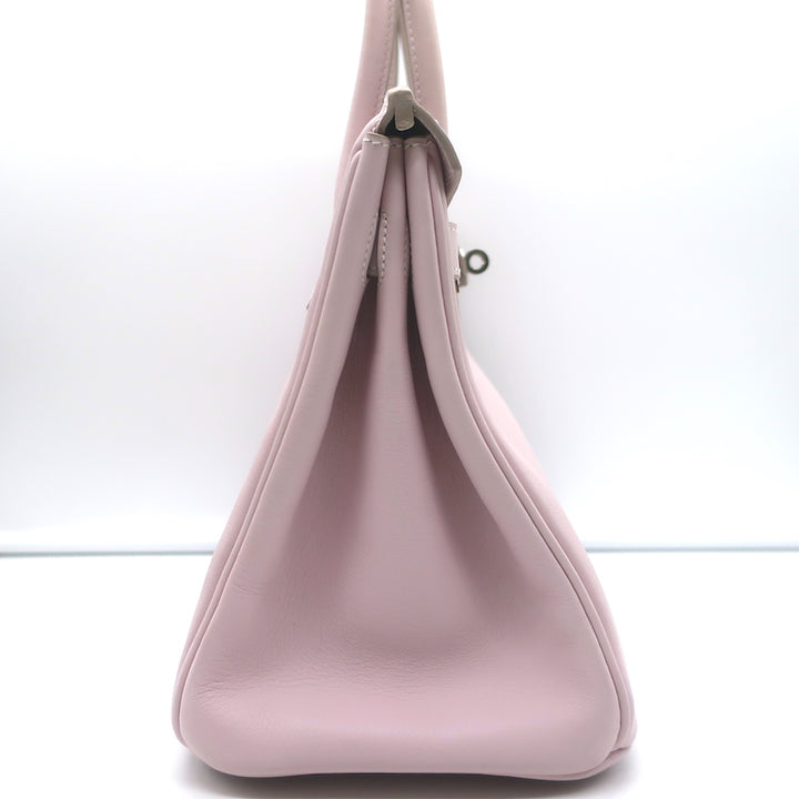 Hermes Birkin 30 Bag Rose Dragee Swift Leather Palladium Hardware
