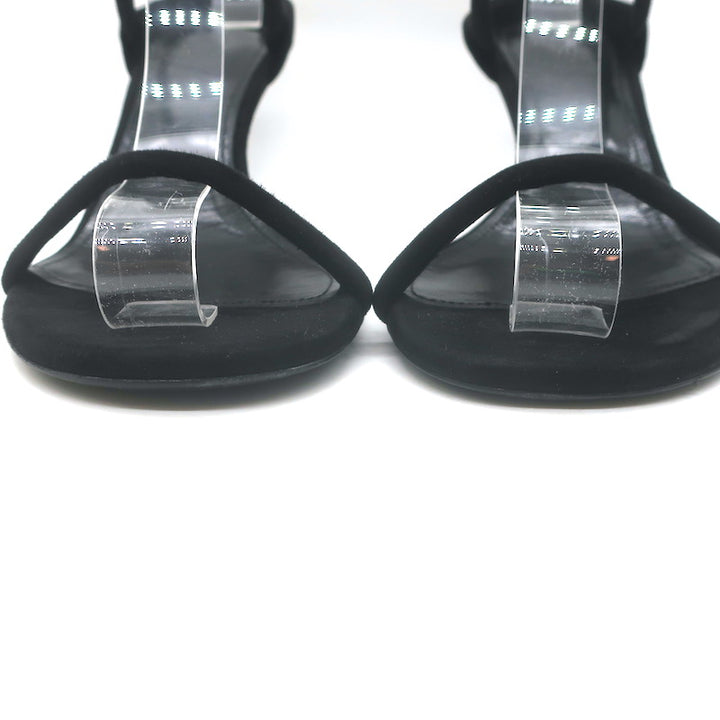 KHAITE Seigel Two-Strap Sandals Black Suede Size 37