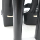 Gucci Leila Studded Platform Ankle Strap Sandals Black Leather Size 37.5